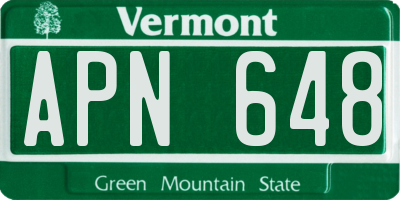 VT license plate APN648