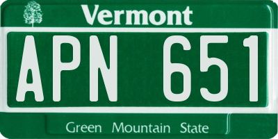 VT license plate APN651