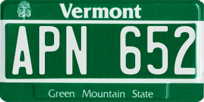 VT license plate APN652