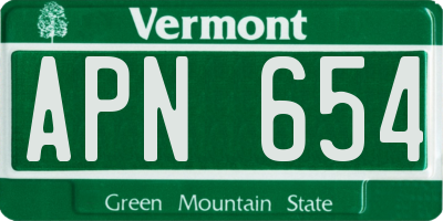VT license plate APN654