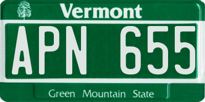 VT license plate APN655