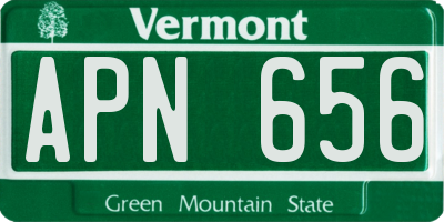 VT license plate APN656