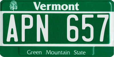 VT license plate APN657