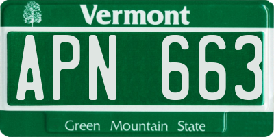 VT license plate APN663