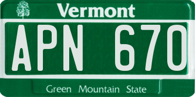VT license plate APN670