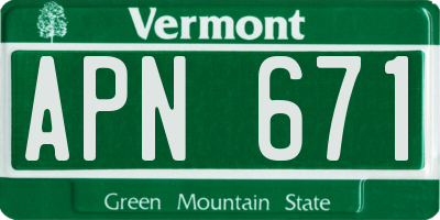VT license plate APN671
