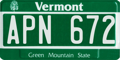 VT license plate APN672