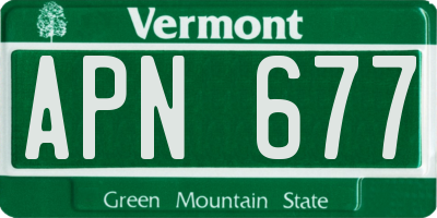 VT license plate APN677