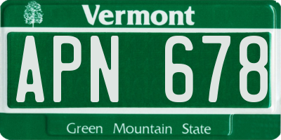 VT license plate APN678