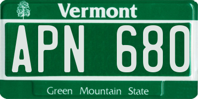 VT license plate APN680