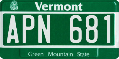 VT license plate APN681