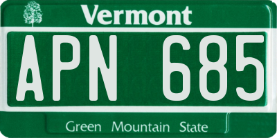 VT license plate APN685