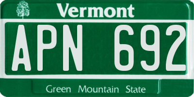 VT license plate APN692