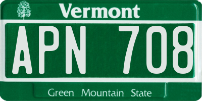 VT license plate APN708