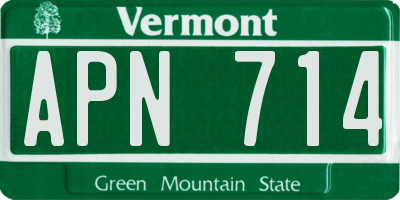 VT license plate APN714
