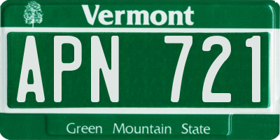 VT license plate APN721