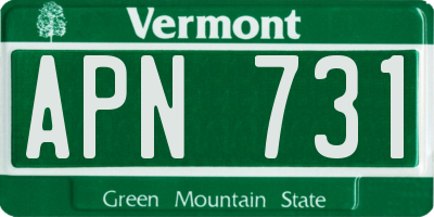 VT license plate APN731