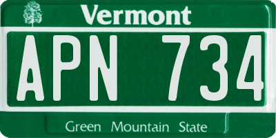 VT license plate APN734