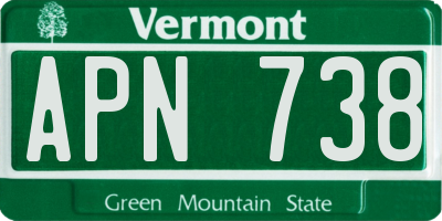 VT license plate APN738