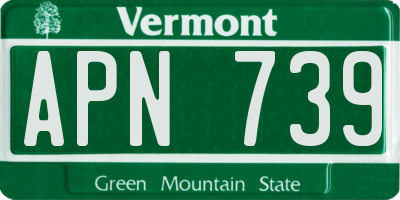 VT license plate APN739