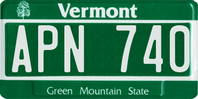 VT license plate APN740