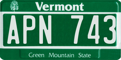 VT license plate APN743