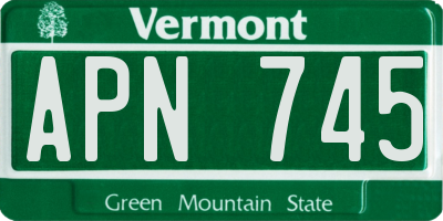 VT license plate APN745