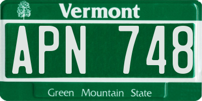 VT license plate APN748