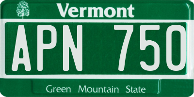 VT license plate APN750