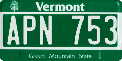 VT license plate APN753
