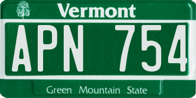VT license plate APN754