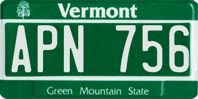 VT license plate APN756