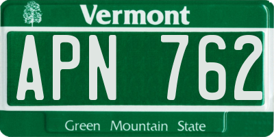 VT license plate APN762