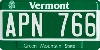 VT license plate APN766