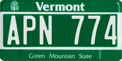 VT license plate APN774