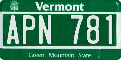 VT license plate APN781