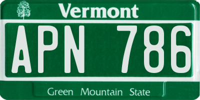 VT license plate APN786