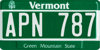VT license plate APN787