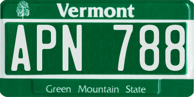 VT license plate APN788