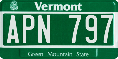 VT license plate APN797