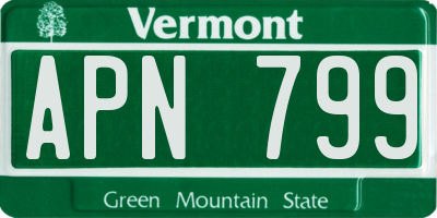 VT license plate APN799
