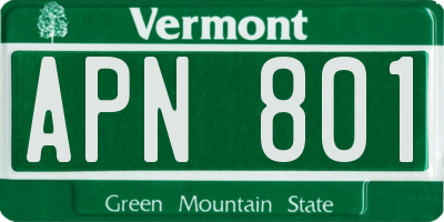 VT license plate APN801