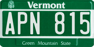 VT license plate APN815