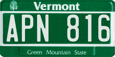 VT license plate APN816