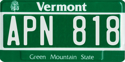 VT license plate APN818