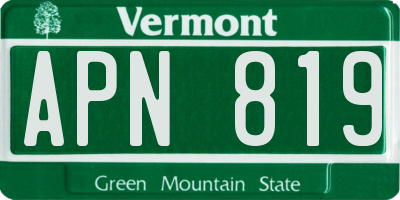 VT license plate APN819