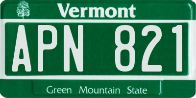 VT license plate APN821