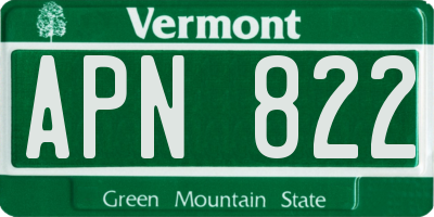 VT license plate APN822