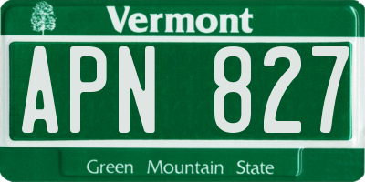 VT license plate APN827