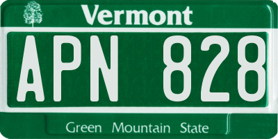 VT license plate APN828